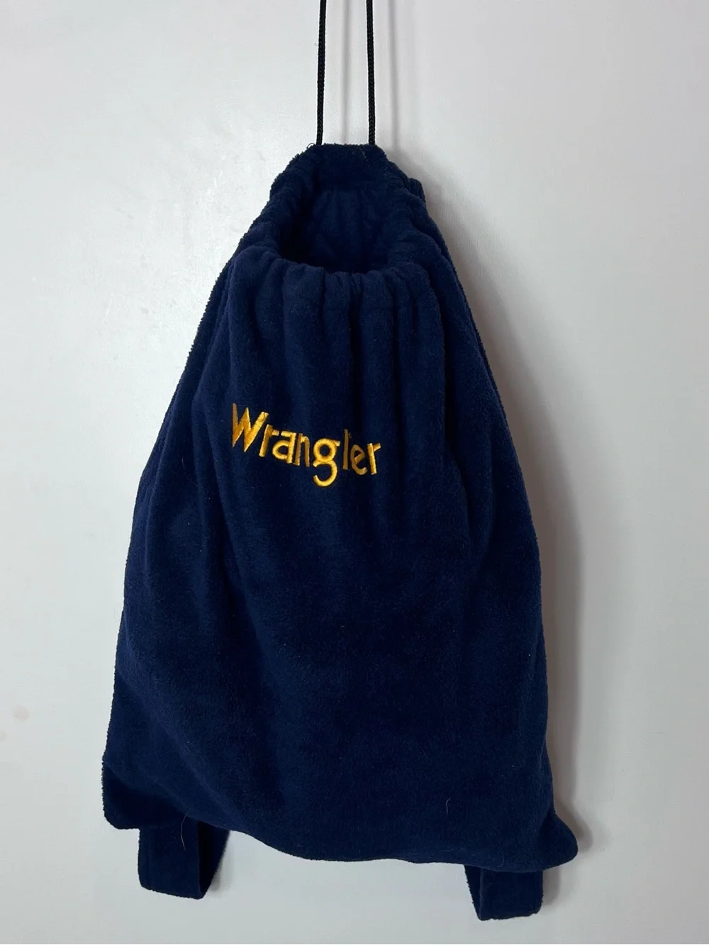 Wrangler Fleece Blanket Throw Backpack Bag 48x58 Navy Drawstring Picnic Park